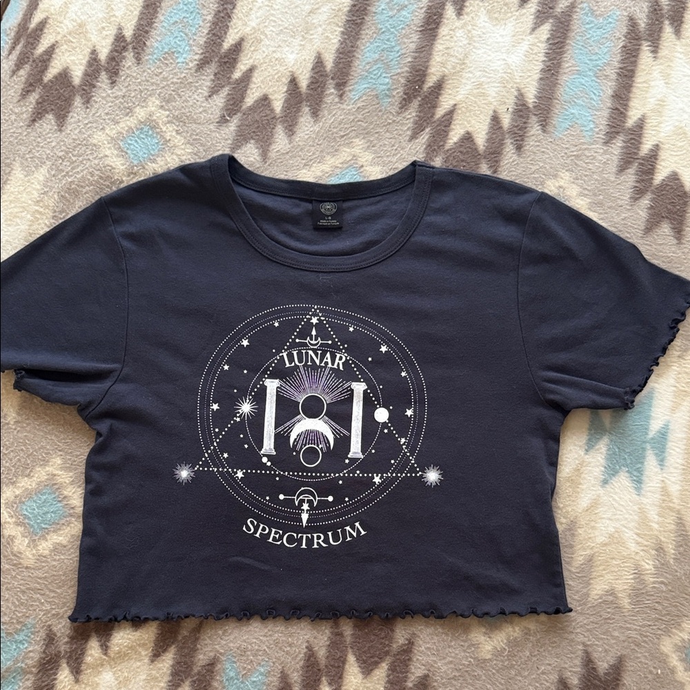 Navy Lunar Spectrum Graphic Crop Top